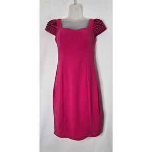 Bulava Hot Pink Beaded Sleeve Dress